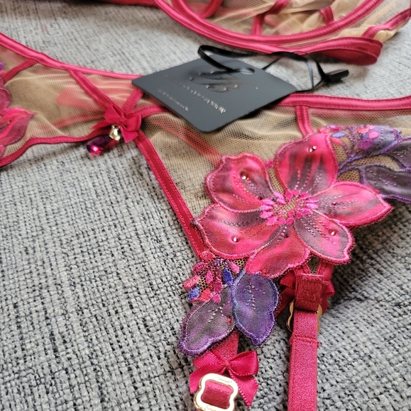 NWT Honey Birdette Marymay Bra and Garter Size 34D XS - Picture 8 of 12